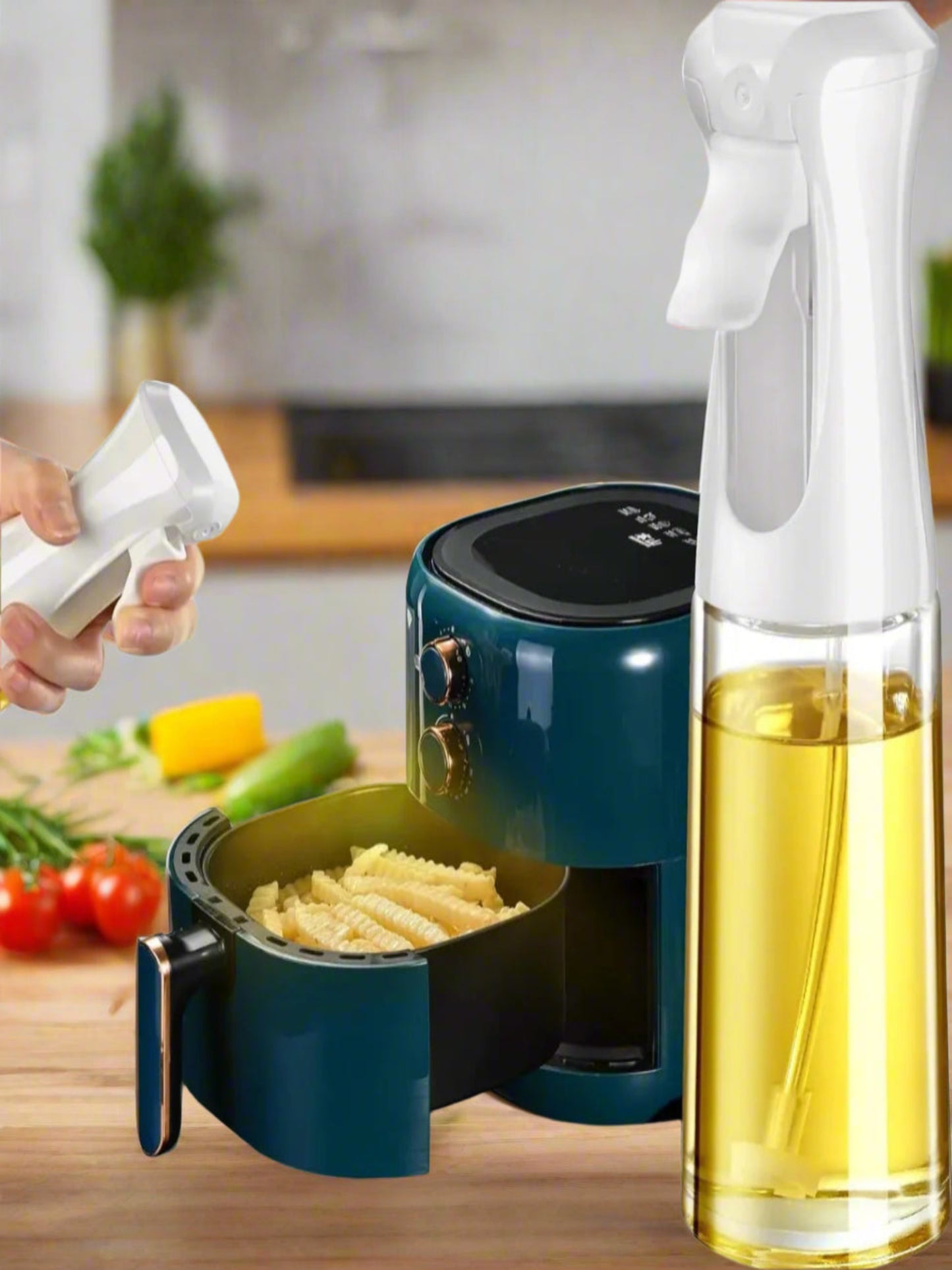 NutriSpritz Oil Pump, Spray and Dispenser Bottle for Cooking, Baking, BBQ, Salad, Roasting, Frying and Air frying